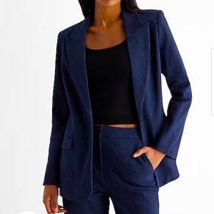 Express Editor Twill One Button Blazer